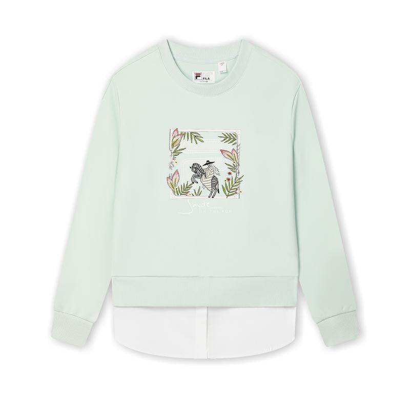 

New FILA Sweatshirt Women s Peng Water Green F11W438201FTQ 175/92A/XL