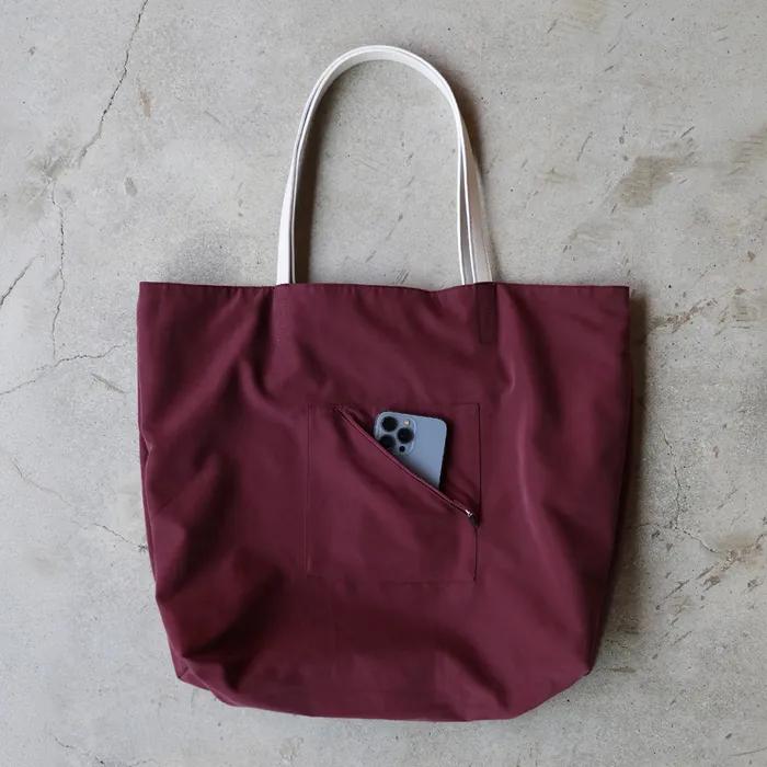VISCOSE BLEND REVERSIBLE CITY BAG [GREY]