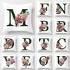 Green Letter Floral Pillow Print Pillowcase Home Bedroom Room Decoration Living Room Sofa Cushion Cover 45x45cm