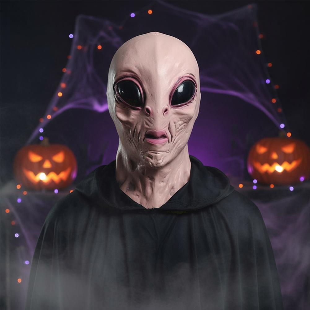 Halloween Alien Maske Maskenballmaske Latex Horror Gesichtsmaske Kreative Alien Gesichtsbedeckung Realistische Alien Kopfmaske für Party Requisiten