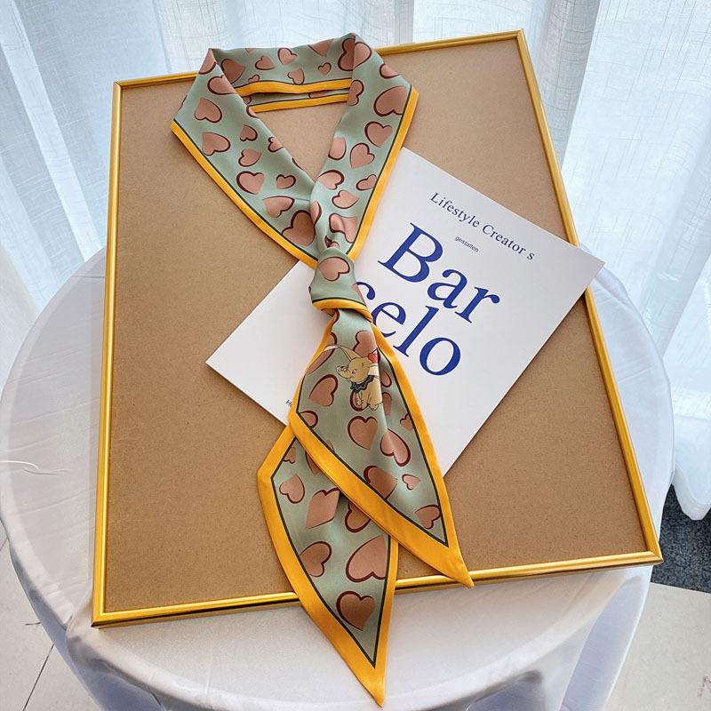 Luxury Long Silk Scarf Bag Tie Lady Neck Skinny Scarves Hairband Foulard Horse Print Brand Women Neckerchief Ribbon