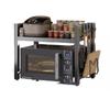 Microwave Oven Rack 6 Hooks Kitchen Microwave Stand Adjustable Kitchen Storage Rack for Kitchen Shelves Counter Top Organizer