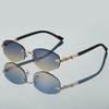 Vintage Rimless Sunglasses Men  New In Fashion Multi-color Gradient Shades Trendy Design Korean Style Sun Glasses