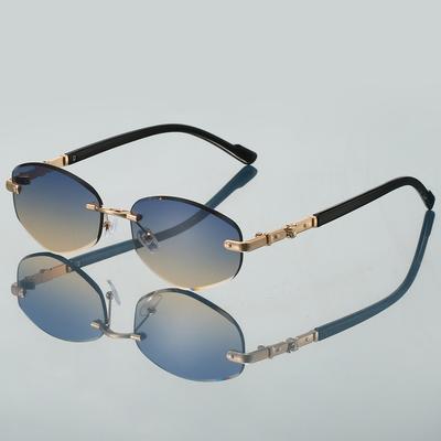 Vintage Rimless Sunglasses Men New In Fashion Multi-color Gradient Shades Trendy Design Korean Style Sun Glasses