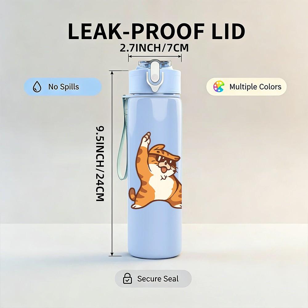 1PC Three Cute Puppies 750ml Color Plastic Sports Water Bottle Leakproof Flip Straw Lid Suitable for Sports Office Home Use