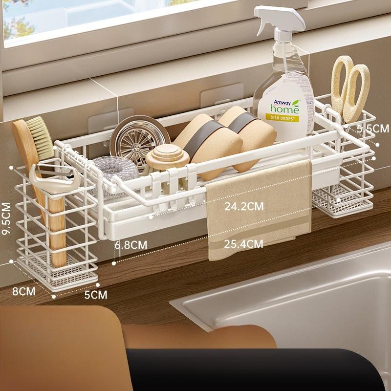 Kitchen Sink Rag Drain Rack Faucet Storage Rack Household Pool Wall Mounted Multi Function Seasoning Basket