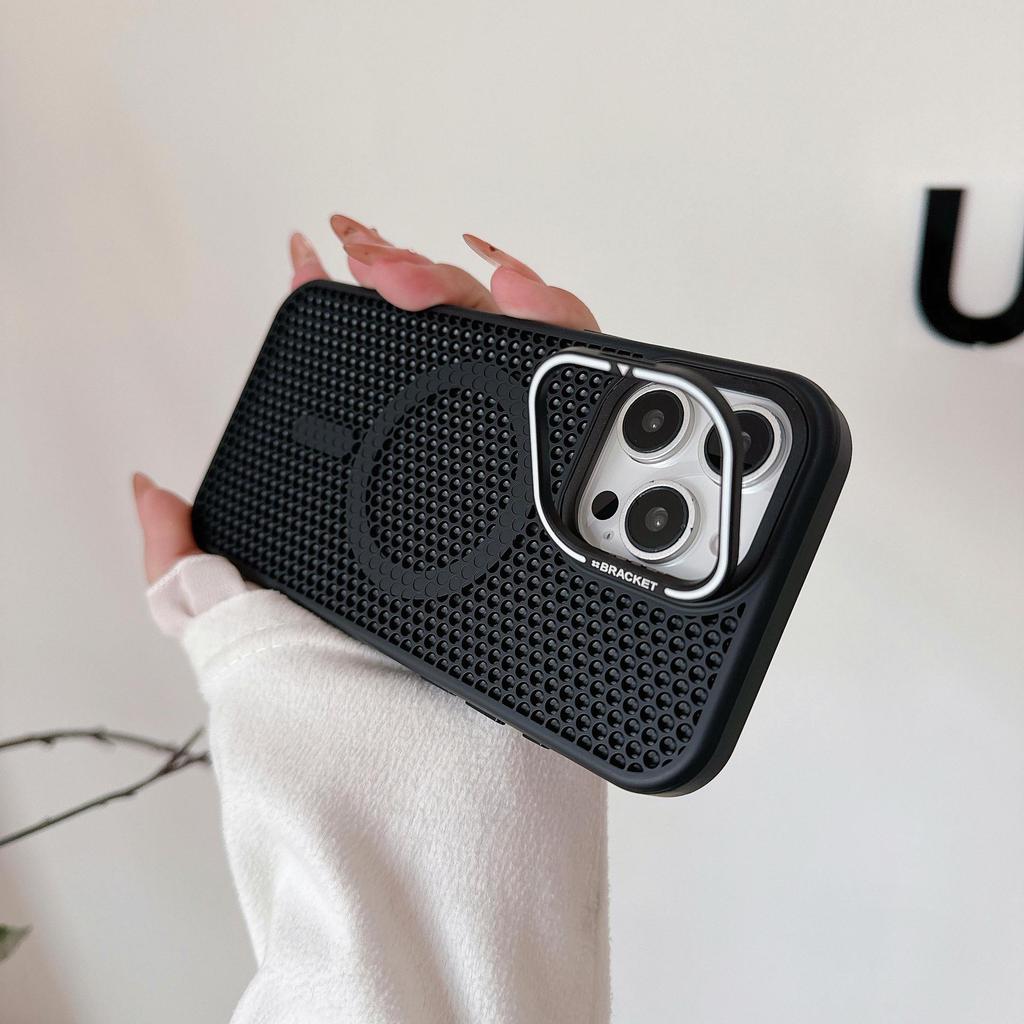 Honeycomb Heat Dissipation Magnetic Case for iPhone 16 Pro Max, Compatible with Apple 15 Lens and 14 Mesh Stand