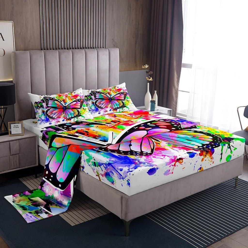 Cute Cartoon Panda Pattern Bed Hat Four-Piece Bedding Set Bedroom Dormitory Bedding Decoration