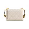 Tory Burch T Monogram Double T Logo All Over Print Fabric With Leather Trim Crossbody Shoulder Bag Small Women Bags Almond-White 147596-254