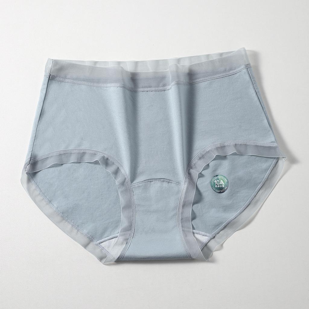 Women's Spring and Summer Lace Side Skin Friendly Breathable Antibacterial Middle Waist Triangle Briefs