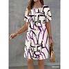 Fashionable and Elegant Artistic Multi-color Printed Dress - Women's Summer Beach Vacation Mini Skirt