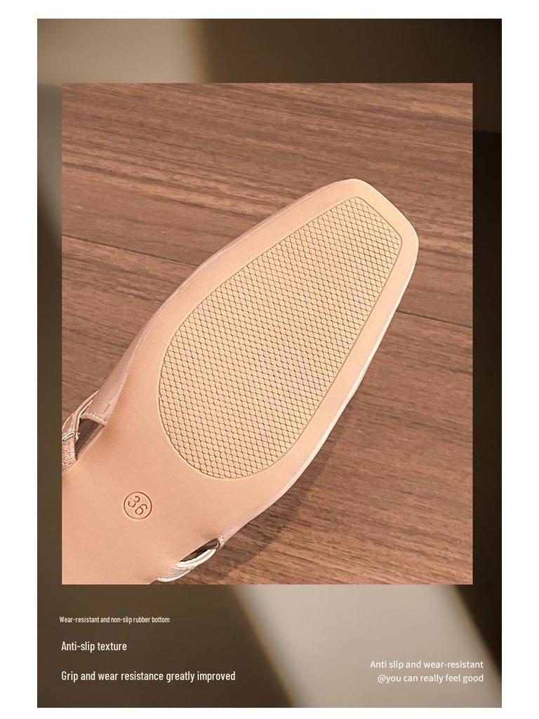 Weiwei Girl 325-3 Women's Nude Backless Summer Sandals - Comfortable Mary Jane Flats for 2025