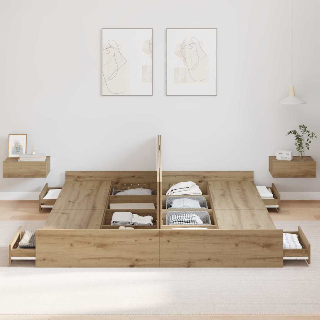 Storage Bed Frame Artisan Oak 180 x 200 cm