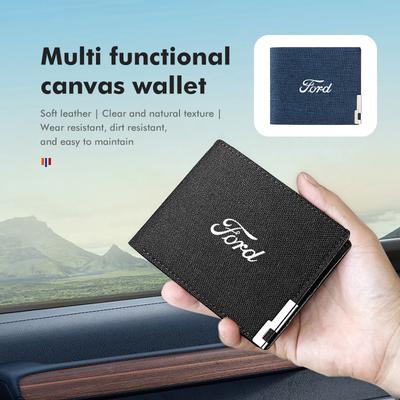 AAAMK1 High Capacity OxFabric Wallet Bifold Card Case With Metal Clip For Ford Escape Ecosport Fusion Explorer Expedition Taurus