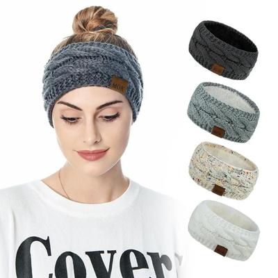 Fashion Cozy Women Crochet Headband Fleece Lined Winter Knit Hairband Stretch Ear Warmer Headwrap