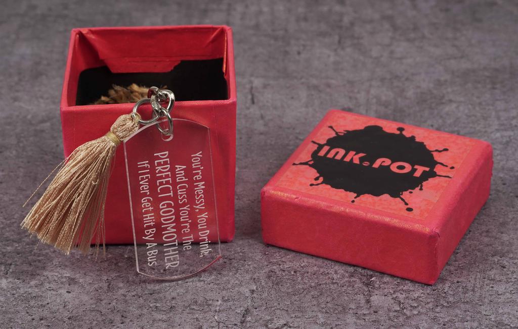 Inkdotpot Key Chain For Godmother Engraved Acrylic Key Holder Housewarming