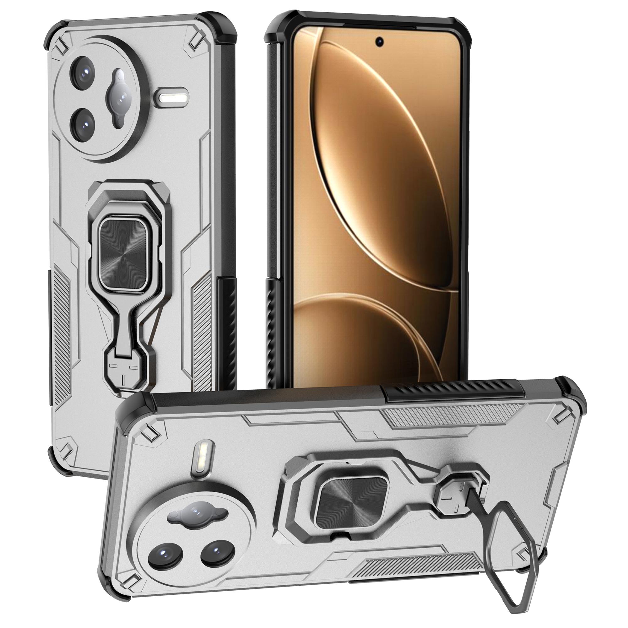 

Чохол для Xiaomi Redmi K80 Pro 5G/Poco F7 Ultra 5G з поворотним кільцем-підставкою, протиударний, PC+TPU Titanium Grey