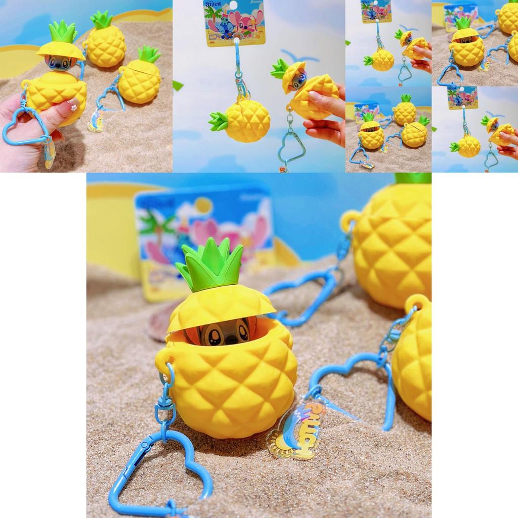 Stitched Summer Beach Series Stitch Keychain With Pineapple Silicone Charm For Travel Backpack Decor