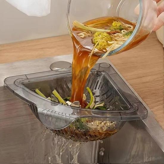 Triangular Magnetic Drain Basket Sink Corner Strainer Triangular Kitchen Sink Drain Basket Waste Catcher for Debris Food Scraps Leftovers