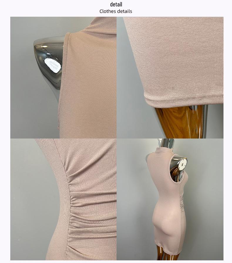 Korean High-End Women's Sexy Sleeveless High-Neck Bodycon Dress