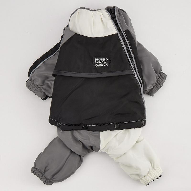 Pet winter new warm clothing, dog three-color outdoor travel with traction ring removable cotton-padded coat