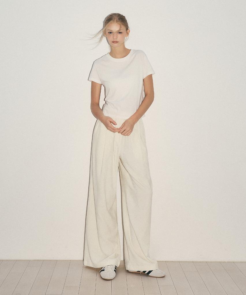 CITTA Wool Blend Wide Banding Corduroy Pants_Ctb551(White)