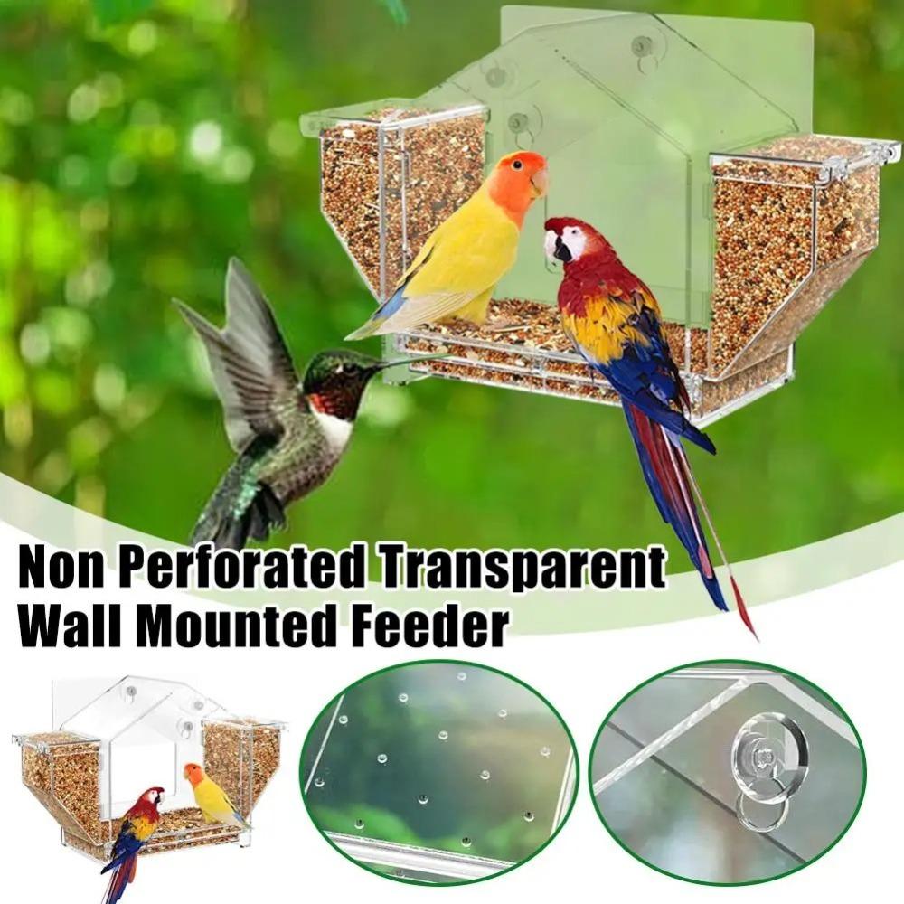 Eichhörnchen-sicherer Fenster-Vogelfutterspender mit Saugnapf Vogelfutter-Tabletts Papagei Sittich