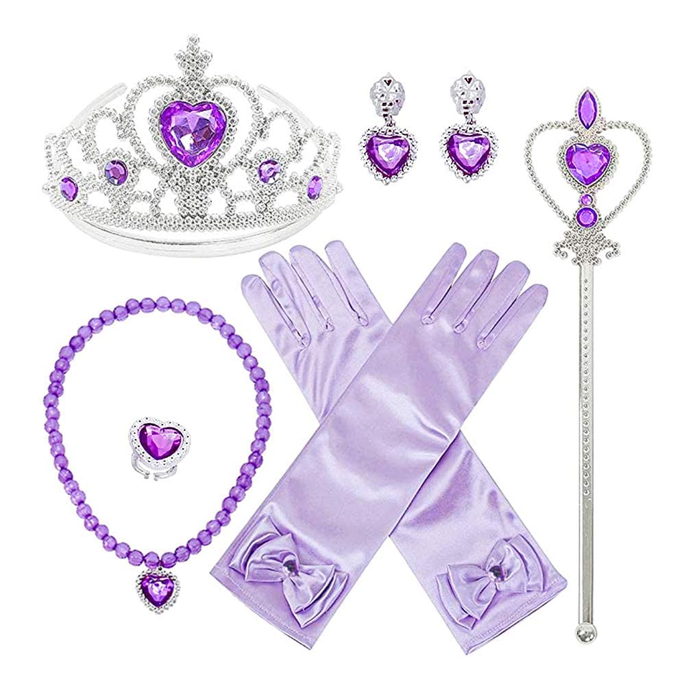 Axaxa Princess Dress, Rapunzel Costume for Kids (Long Hair Princess Dress + Tiara, Etc.), 7-Piece Set, Sizes 100-140cm, Kids' Costume, One-Piece