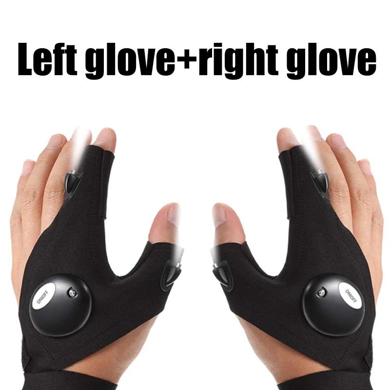 

Night Outdoor LED Magic Strap Fingerless Gloves Motorcycle Bicycle Night Safety Riding Waterproof Fishing Glove Moto Accessories