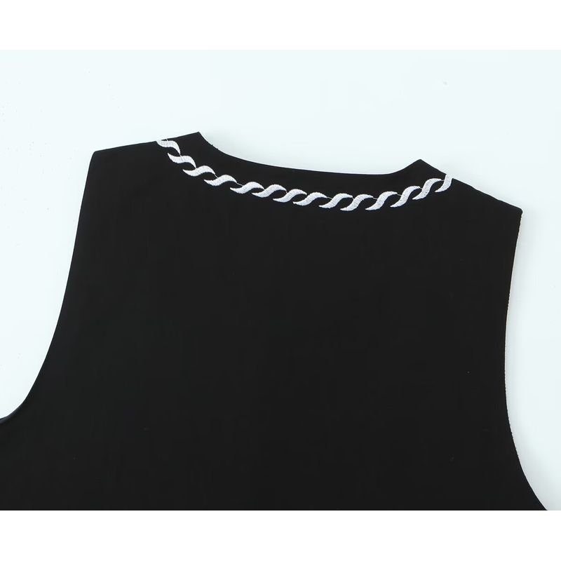 Kaslead New Arrival Women's Clothing Fashion Style Fashion Tencel Cotton Machine Embroidery Western Sense Short Vest Tops