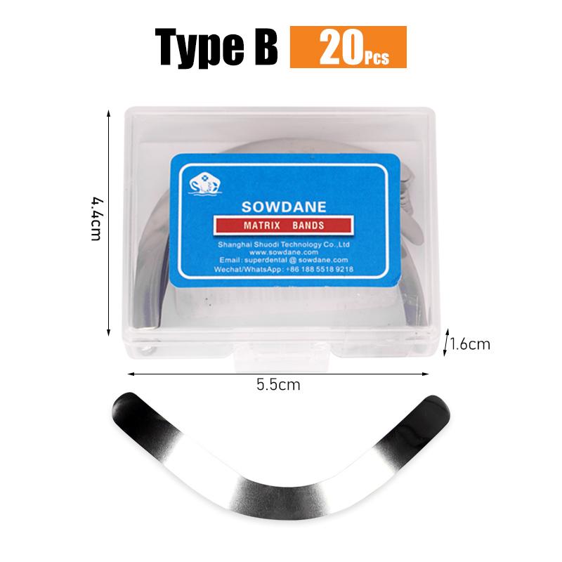 

20 шт. Стоматологическая формовочная пластина высокой кривизны Матрица зубного брекета Десневая стенка Формирование поперечного сечения высокой кривизны Инструмент для реставрации