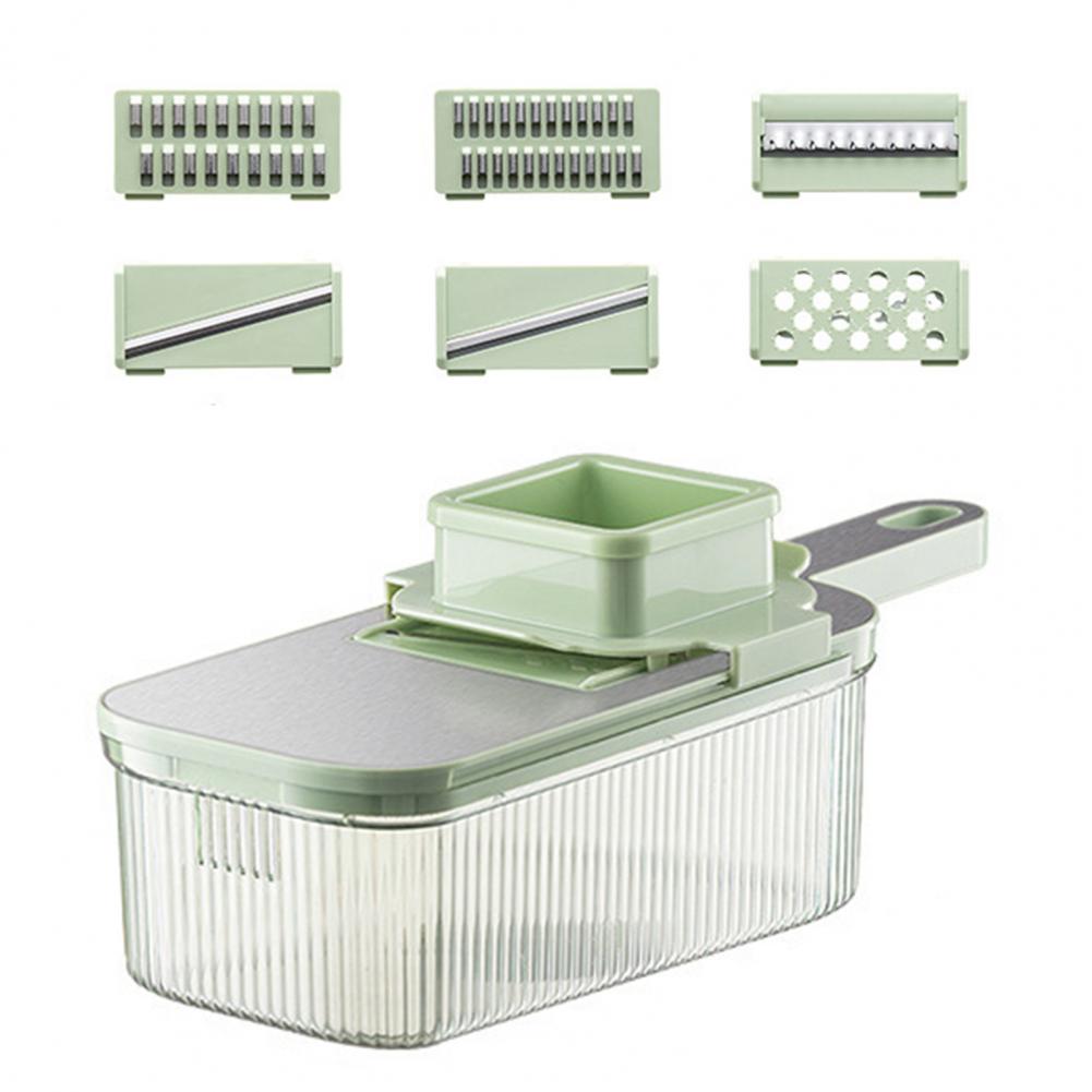 Терка с корзиной для слива Овощерезка с контейнером Многофункциональная терка из нержавеющей стали с 6 лезвиями для эффективного