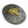Patterned Horse Head Cowboy Higanbana Ethnic Oval Alloy Belt Buckle
