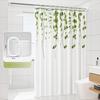 Shower Curtain Green Leave Printed Bathroom Curtains Water Resistant Modern Style with Hooks for Toilet Farmhouse Rustic