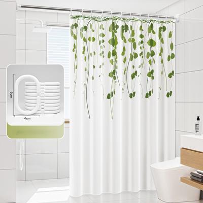 Shower Curtain Green Leave Printed Bathroom Curtains Water Resistant Modern Style with Hooks for Toilet Farmhouse Rustic