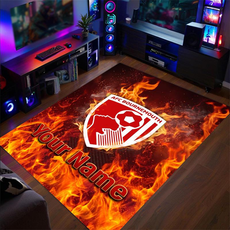Crystal Velvet Rug Bournemouth Football Print Custom Name Text Floor Mat Home Decor