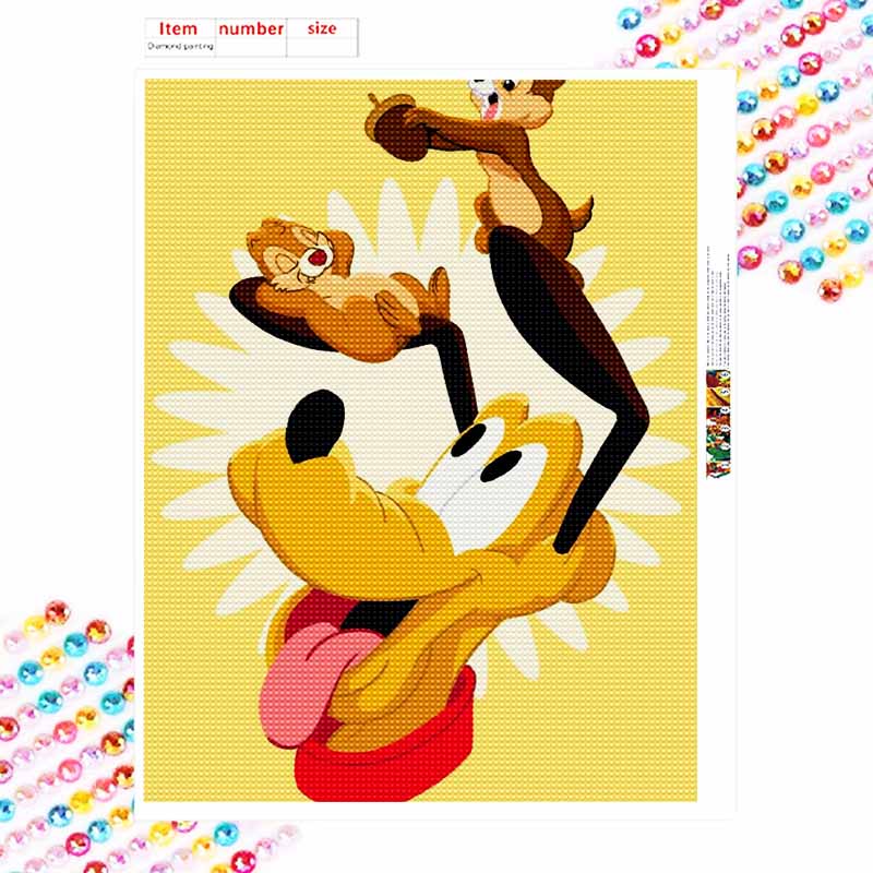 Disney Diamond Art Painting Kit – Chip N Dale Sparkling Craft, Home Wall Decor, Handmade Gift