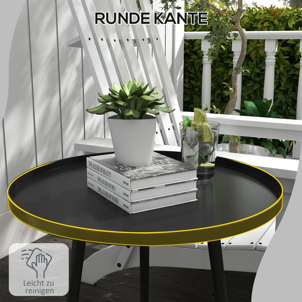 Outdoor side table. Garden table. Round patio table. Steel. 40 x 50 cm (diameter x height). Black