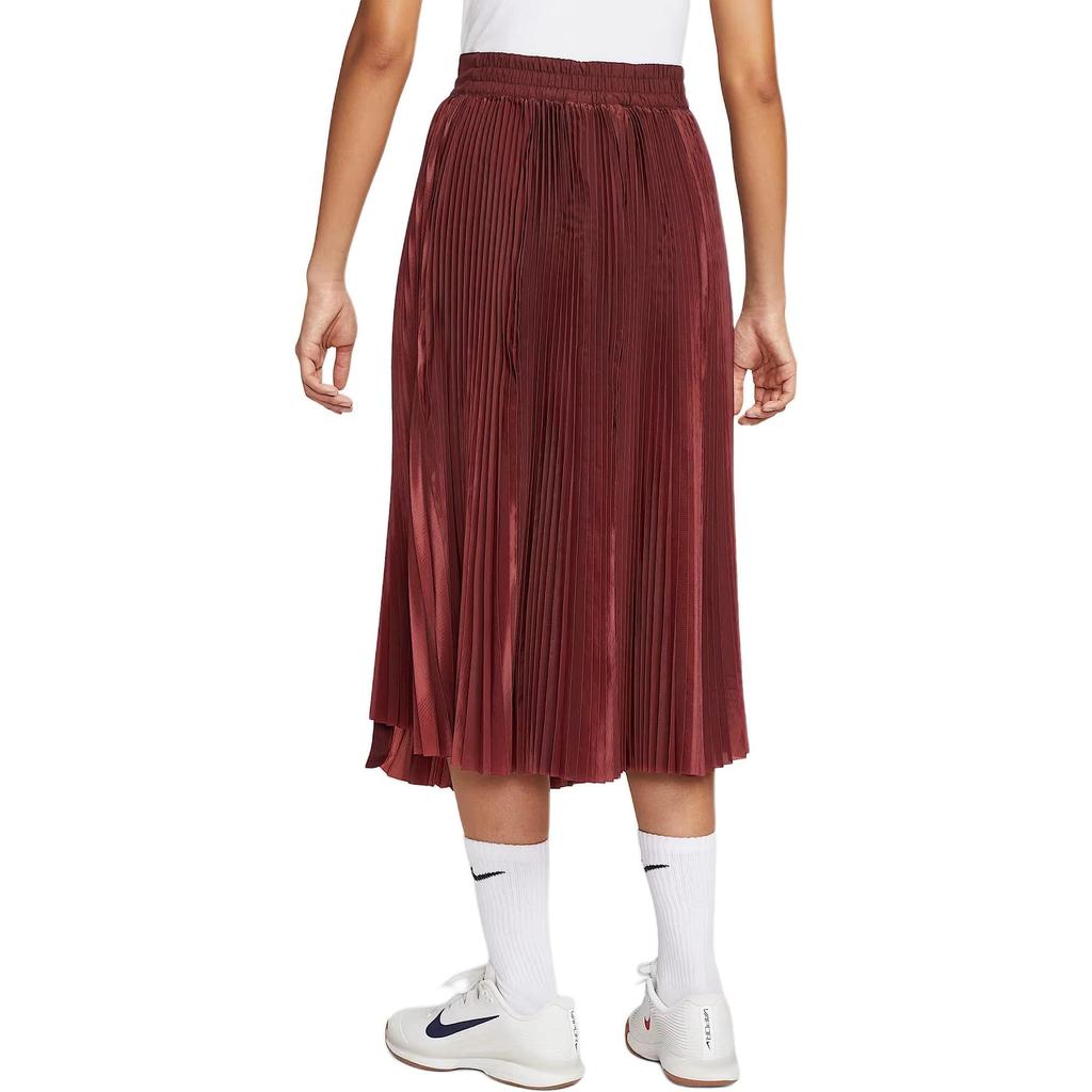 Nike Court Slam SS25 Casual Long Skirt Women's Dark Red/White Color HF6443-619