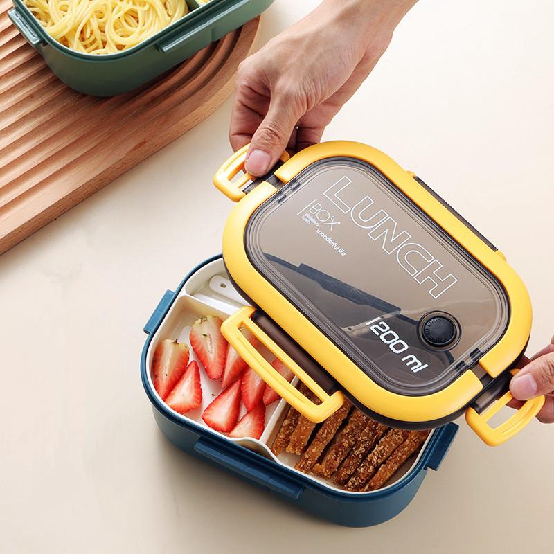 Double-layer Lunch Box Student Office Worker Bento Box Outdoor Picnic Fruit Food Container Light Salad Reducing Meal Lunch Bags