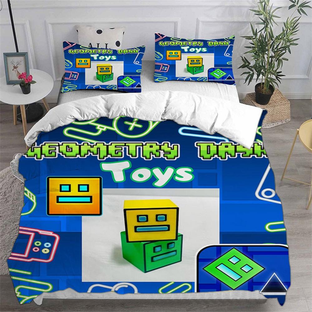 3D Geometry Dash Bedding Sets Comforter Quilt Bed Cover Duvet Cover Pillow Case 2-3 Pieces Sets Bedroom Decoration Home Textiles