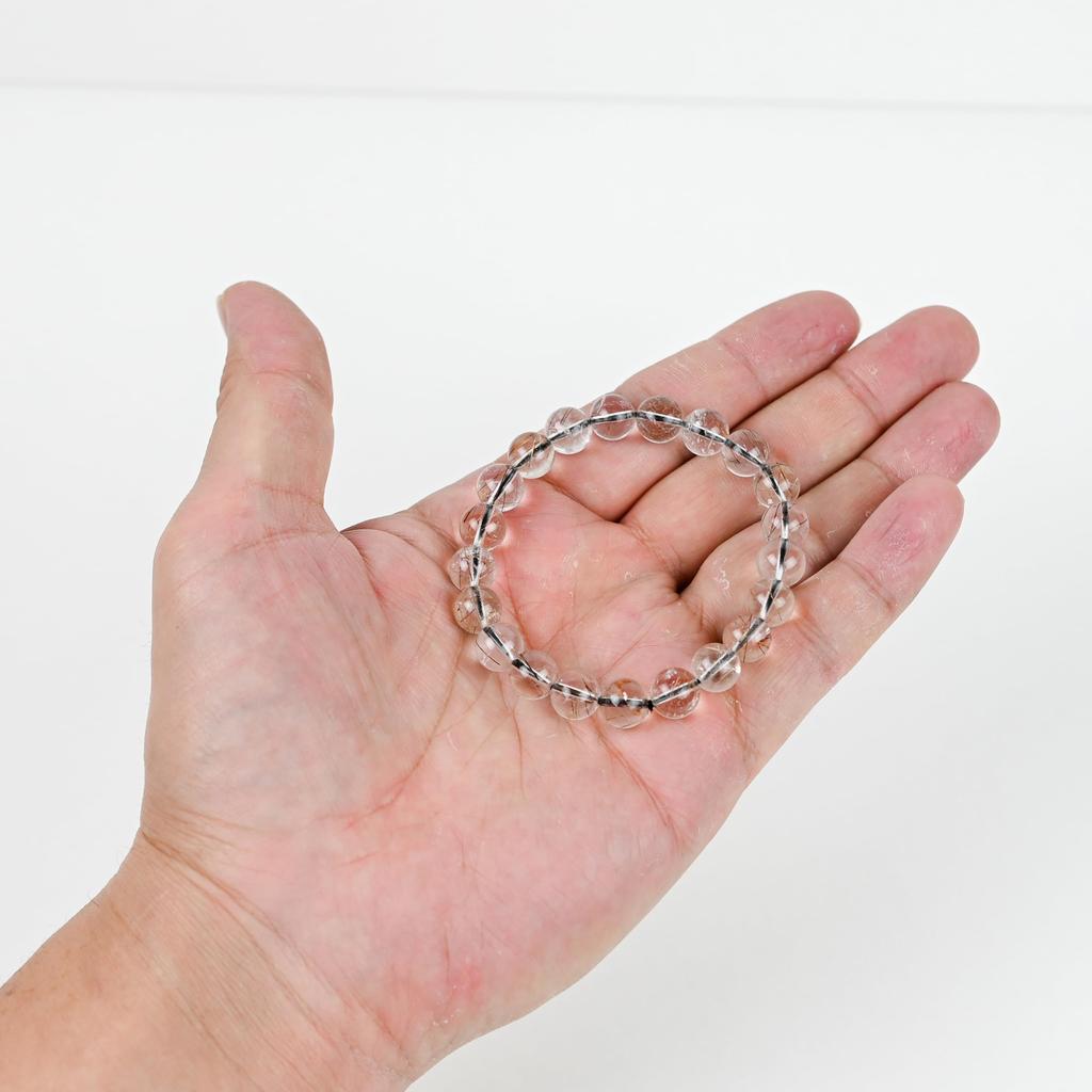 Eigado Red Rutilated Quartz 21 Inner Natural Power Good Fertility Bracelet, Beads, 9mm, Diameter Approx. 16cm, Stone, Stone, Luck, Amulet, Fortune,