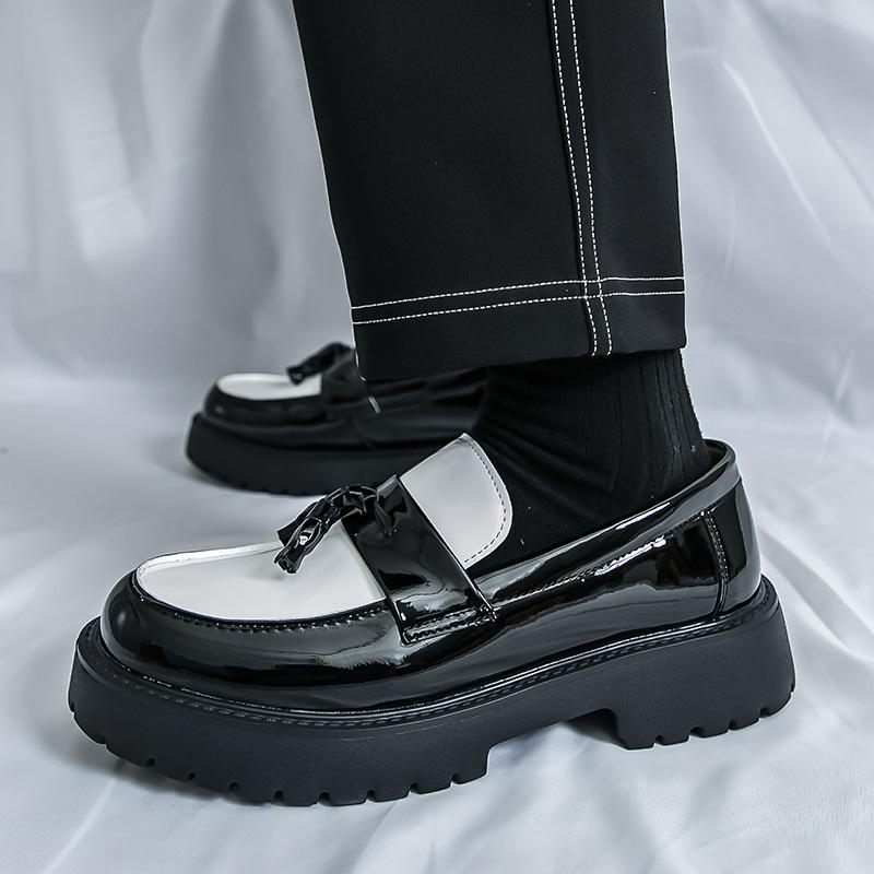 Men's large size light sole big head platform leather shoes spring and autumn new tassel British men's foot loafers men's