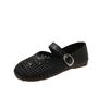 2025 Women's Mary Jane Shoes Round Toe Flat Sole One-length Strip Mesh Woven Hollow Shoes French Retro Summer Breathable Sandals