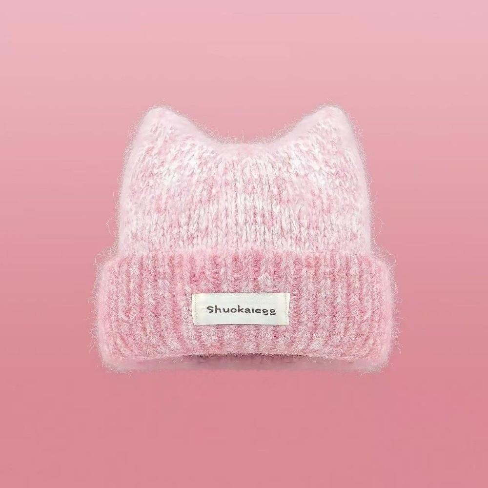 Windproof Knitted Beanie Warm Winter Cap Cute Cat Ear Hat Cold Weather