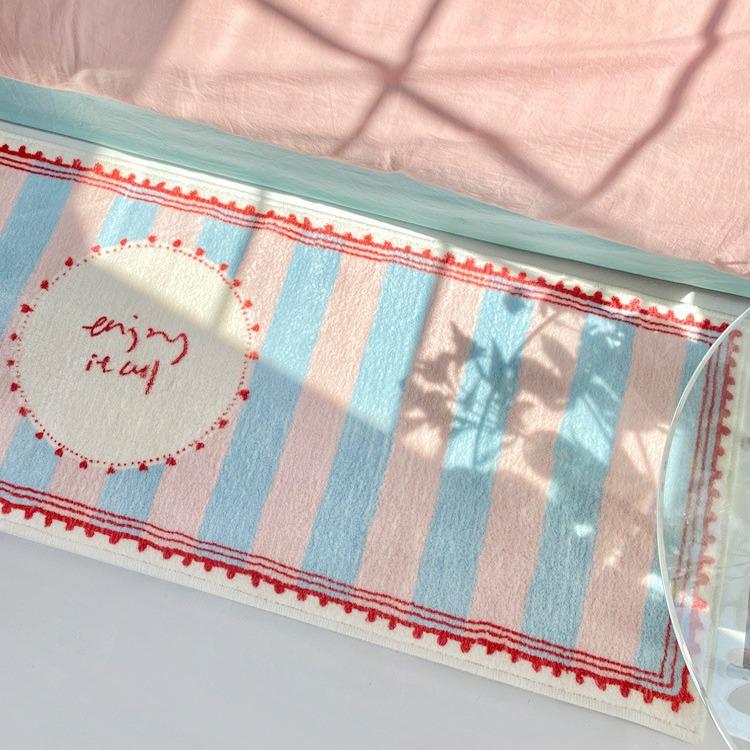 

Long Bedside Blanket Bedroom Carpet Entrance Room Bed Tail Thick Rug Bedroom Sofa Balcony Bay Window Mat 40x120CM розовый