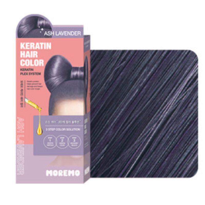 moremo Keratin Hair Color Self Dye Kit Ash Lavender Double Set Low Damage & Nourishing 120g x 2