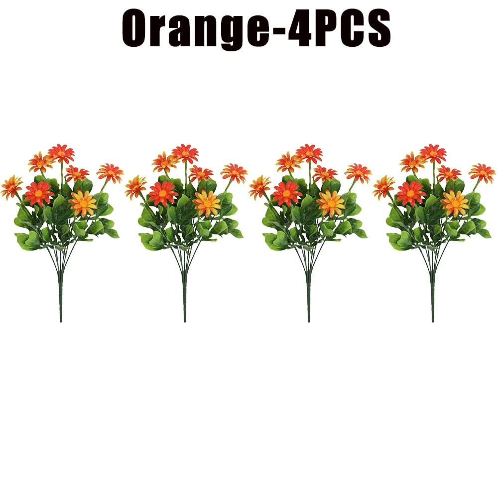 2/4/8Pcs Simulation Chrysanthemum Daisy Artificial Flowers Plastic Decorative Plants For Outdoor Garden Home Decoration