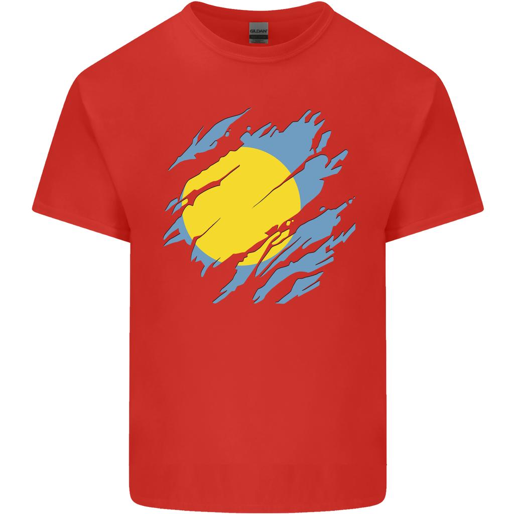 Torn Palau Flag Palauan Day Football Unisexs Light Cotton TShirt