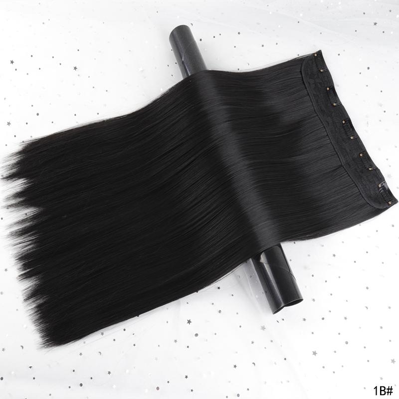 Clip de extensie de păr sintetic, lung și drept natural, în bucăți de păr pentru femei